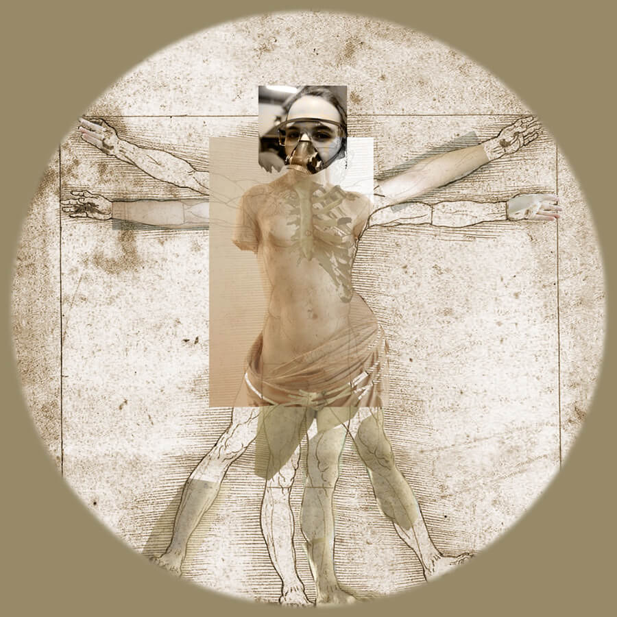 Fotomontaxe inspirado no home de Vitruvio